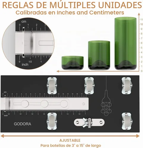Vista 9 de Cortador de botellas de vidrio, kit de bricolaje con base de madera Botella cortadora de vidrio