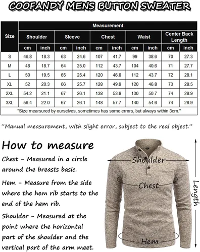 Vista 6 de COOFANDY Sudadera casual Henley de forro polar térmico para hombre