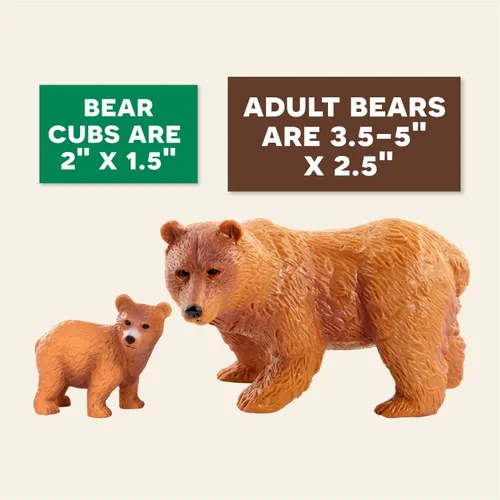 Vista 8 de Terra by Battat Conjunto familiar realista de oso pardo - 4 figuras de animales de plástico para niños, animales educativos de zoológico y juguetes
