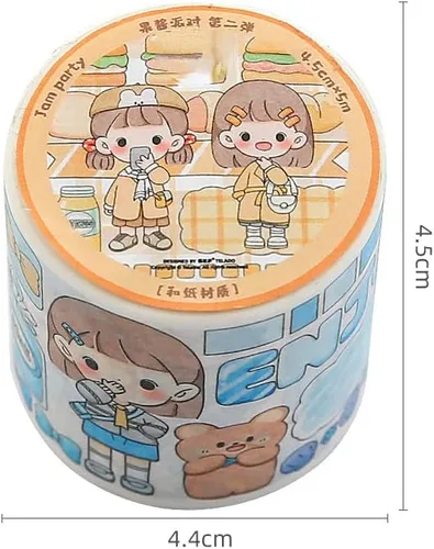 Vista 6 de Juego de cintas kawaii washi, lindas calcomanías decorativas japonesas para diario, álbumes de recortes, manualidades para niños, suministros