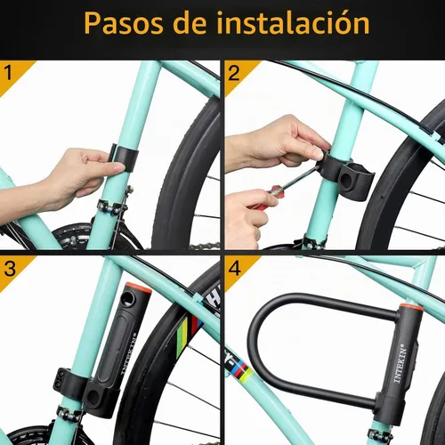 Vista 6 de Bike U Lock Heavy Duty Bike Lock Bicycle Lock, 16mm U Lock and 3ft / 5ft / 6ft Length Security Cable with Sturdy Mounting Bracket for Bicycle