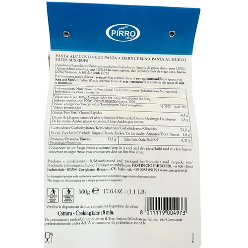 Vista 3 de Pasta Pirro Pappardelle Pasta de huevo de Italia 17.6 onzas (17.64 oz) (paquete de 2) similar a Mafalda - Fettuccine - Tagliatelle - Auténtico