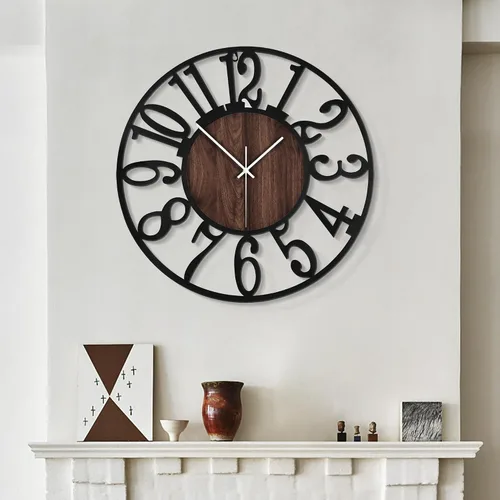 Vista 8 de LEIKE Relojes de Pared Grandes, Silenciosos, Sin Tictac, Funcionan con Baterías, Rústico Redondo Moderno Gran Reloj de Pared de Madera para Sala