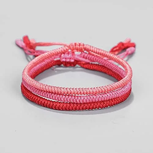 Vista 4 de COLORFUL BLING Pulseras tejidas budistas tibetanas hechas a mano para hombre y mujer, pulseras de cuerda roja de la suerte para joyería de protección