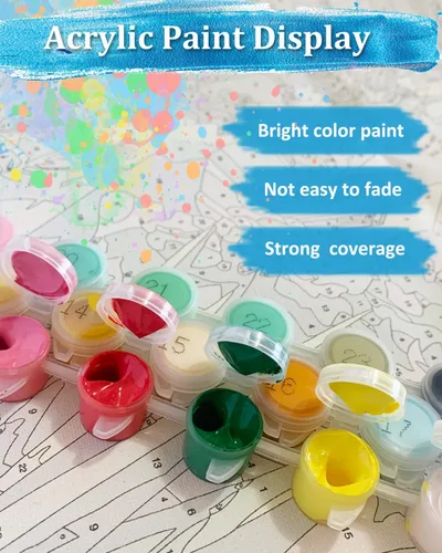 Vista 4 de TOCARE Kit de pintura por números de mariposas y flores para adultos principiantes, lienzo de pintura para adultos por números, juegos de pintura