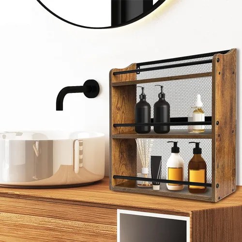 Vista 7 de Klxuyuo Soporte de pared para tarros de especias y condimentos, 3 niveles grande para colgar en la pared, organizador de especias para armario