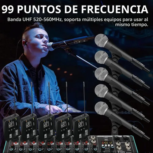 Vista 6 de XTUGA PR260 Adaptador de micrófono inalámbrico, transmisor y receptor UHF XLR