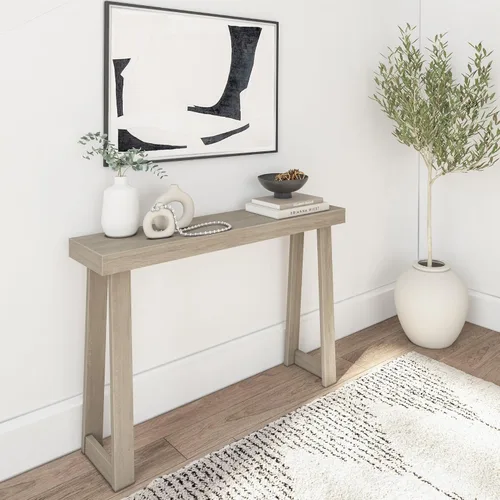 Vista 10 de Plank+Beam Mesa consola de madera maciza, 36 pulgadas, mesa de sofá, mesa de entrada estrecha para pasillo, detrás del sofá, sala de estar, Negro