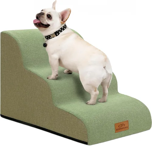 Vista 17 de Zerbuger Rampa para perros y escaleras para cama, beige de 3 escalones
