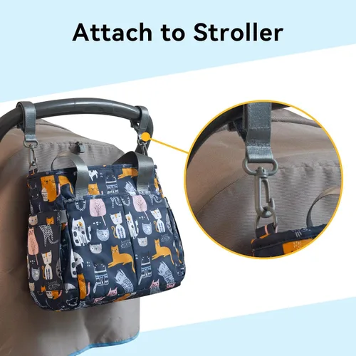 Vista 7 de Bolsa de pañales impermeable para mamá y papá, bolsas de viaje medianas multifunción (paraíso de gatos)