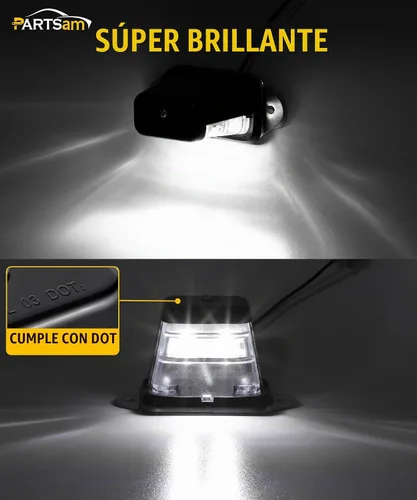 Vista 3 de Partsam Luz de matrícula LED impermeable de 12V CC con luz para placa de licencia, soporte con orificio de drenaje, carcasa de ABS, lente de PC