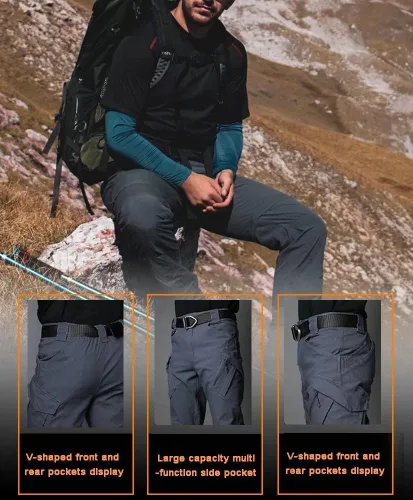 Vista 2 de BIYLACLESEN Pantalones militares Ripstop para hombre, con múltiples bolsillos, ligeros, de secado rápido, para senderismo, campamento