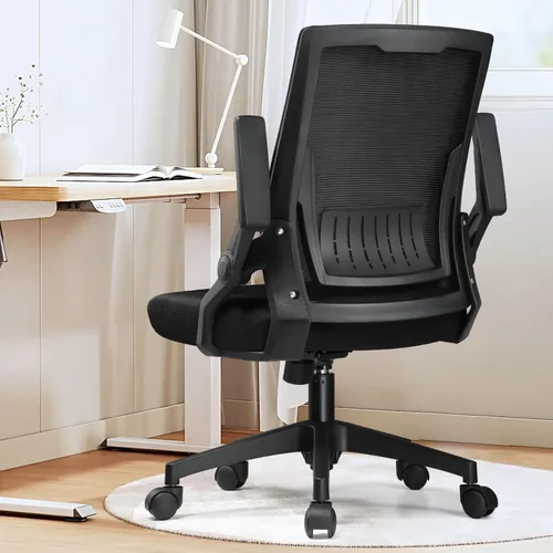 Vista 13 de GTPLAYER Silla de oficina ergonómica con reposabrazos abatibles, silla ejecutiva para computadora en casa, malla transpirable y cómodo soporte Negro