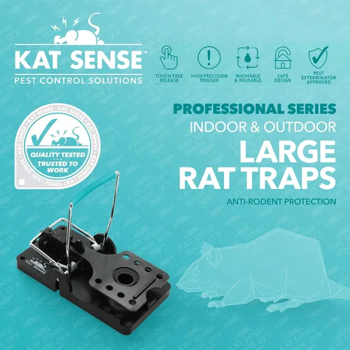 Vista 3 de Kat Sense Juego de 6 trampas grandes para ratas, diseño de barra de acero inoxidable, trampa humana para uso en interiores y exteriores, atrapa