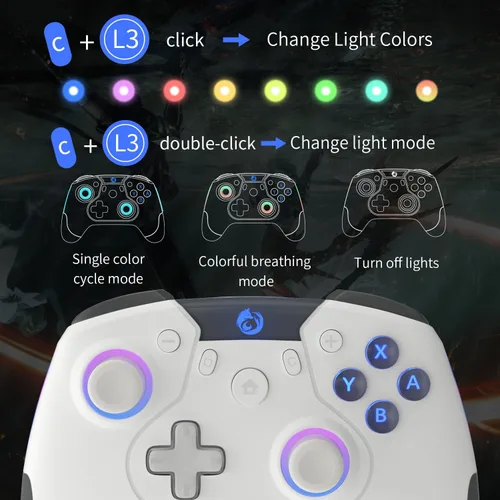 Vista 5 de Iesooy Controlador de interruptor, controladores inalámbricos Switch Pro para SwitchSwitch LiteSwitch OLEDSteam deck, Switch Remote Gamepad con 7