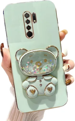 Vista 28 de Miagon Bear - Funda con soporte para espejo para Xiaomi Redmi A1, Quicksand Glitter Electroplated Soft TPU Protector Slim a prueba de golpes