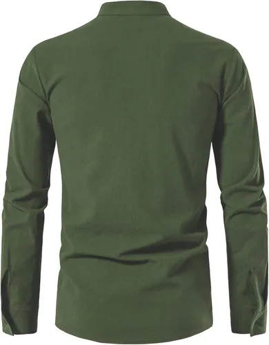 Vista 3 de LucMatton - Camisas de manga larga de estilo retro de algodón 100 para hombres de estilo medieval vikingo o hippie