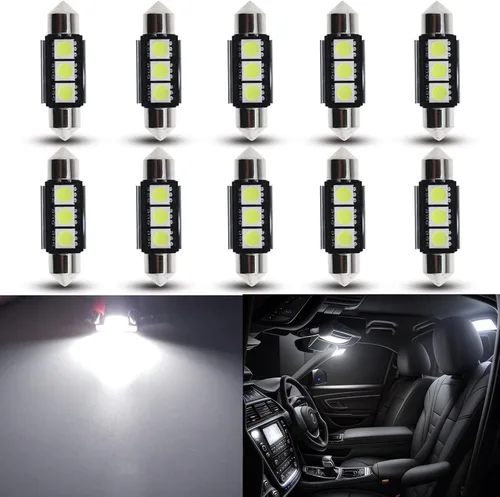 Vista 10 de Bombillas LED Festoon 6411 6418 C5W de 9 a 30 V extremadamente brillantes, sin errores, 1.5 pulgadas, 1.417 in para luces de cúpula de mapa
