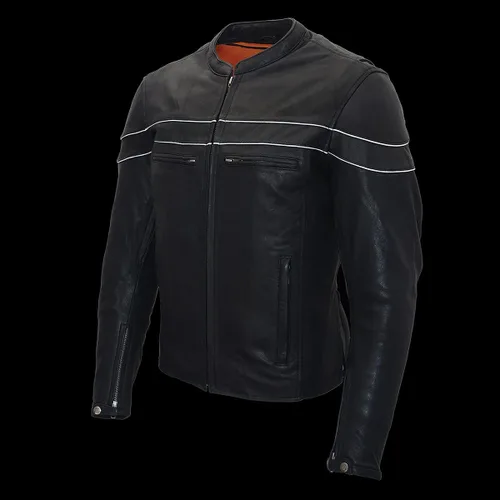 Vista 6 de Milwaukee Leather MLM1525 - Chaqueta MC ligera de cuero negro 'Crossover' para hombre