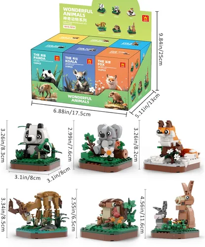 Vista 7 de MEIEST Juego de bloques de construcción de animales pequeños, colección temática de animales de tierra, juguete de ladrillos de construcción, lindas
