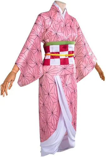Vista 2 de Kamado - Disfraz de kimono Wan de Navidad para niños niñas y disfraces accesorios para el cabello y bambú