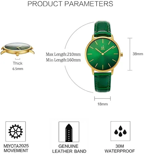 Vista 5 de SHENGKE Simplicity - Reloj creativo de cuero genuino para mujer elegante reloj de pulsera para mujer