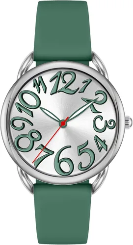 Vista 10 de Bisley Reloj para mujer de cara grande, colorido número arábigo, fácil de leer, correa de silicona suave