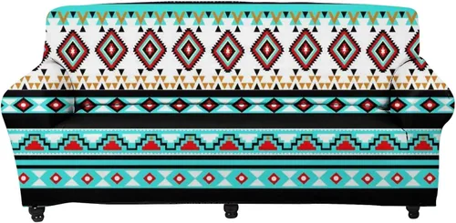 Vista 23 de Forchrinse Funda de sofá con estampado navajo africano para sofá de 1 cojín, funda elástica para sofá, protector de muebles para casa rural, hogar