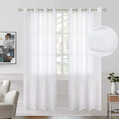 Vista 51 de BGment Cortinas cortas de lino transparente de 40 pulgadas para cafetería, con ojales, filtrado de luz, semitransparentes para ventanas pequeñas
