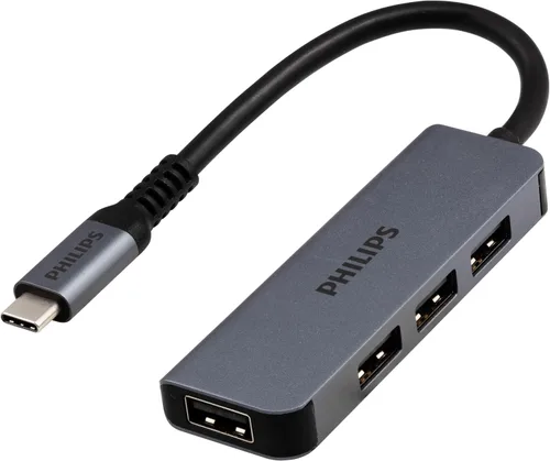 Vista 6 de Philips Concentrador multipuerto USB-C, con pantalla HDMI 4K, 10bps y 2 puertos de datos USB-A de 5 Gbps, entrega de energía de 100 vatios, conector