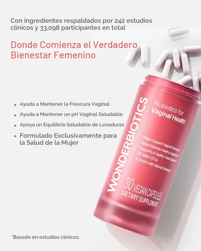 Vista 3 de Probióticos para la salud vaginal para mujeres, equilibrio de pH, levadura, suplemento de control de olores, 20 mil millones de UFC, 6 cepas