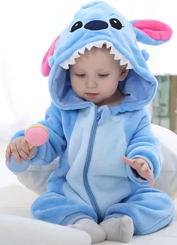 Vista 4 de Traje unisex de franela con capucha para bebé, diseño de animal