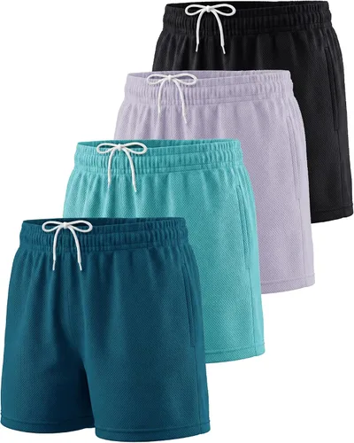 Vista 16 de Paquete de 4 pantalones cortos de malla para niñas, atléticos, baloncesto Conjunto 1