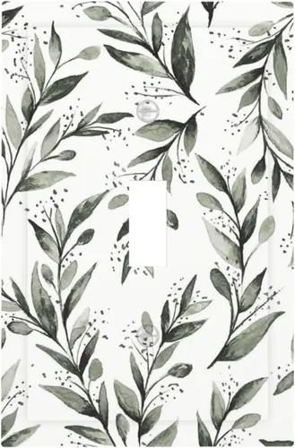 Vista 132 de Placa de Pared en Blanco de 1-Gang Sin Dispositivo Beige Lindo Vintage Boho de los 70s Hongo Fungus Planta Floral Botánica Libélula Interruptor