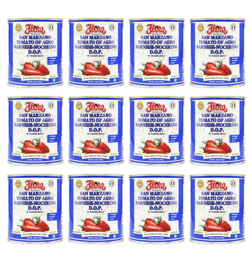 Vista 9 de Flora Foods Tomatoes San Marzano DOP 28 oz (793 g) Ganador 100% de calidad italiana Importado, sin grasa, sin gluten, sin colesterol