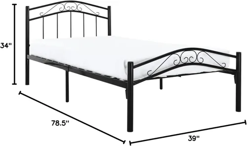 Vista 3 de Modway Townhouse - Cama moderna con plataforma de metal, tamaño individual, color negro