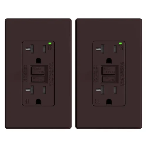 Vista 40 de ELEGRP Toma GFCI de 15 amperios, toma eléctrica GFI de autoprueba con diseño más delgado, receptáculo GFCI resistente a manipulaciones TR
