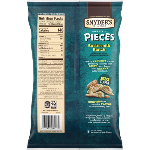 Vista 4 de Snyder's of Hanover Piezas de Pretzel con Sabor a Buttermilk Ranch, 11.25 Oz