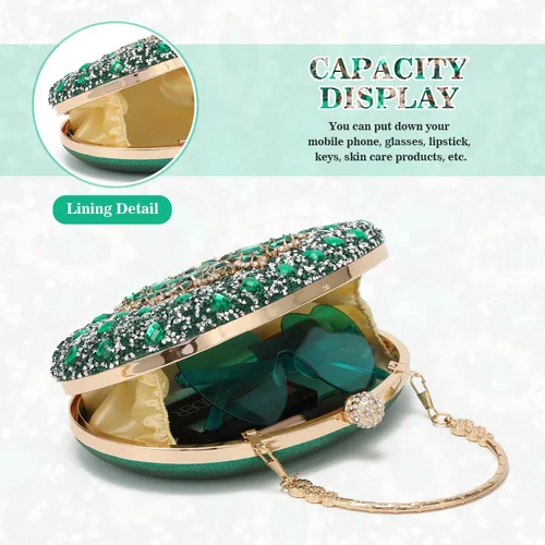 Vista 4 de LUI SUI Bolso de mano de noche con diamantes de imitación para mujer, bolsa de mano con diamantes brillantes y brillantes, bolsa de fiesta de boda
