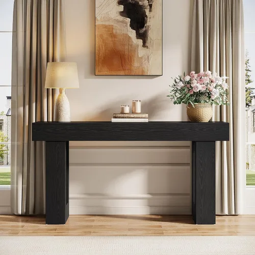 Vista 3 de Tribesigns - Mesa consola de 63 pulgadas de largo, mesa de sofá rectangular de madera detrás del sofá, mesa de entrada estilo granja para entrada