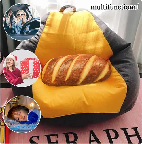Vista 5 de Almohada de pan de 15.7 pulgadas, divertido juguete de peluche con forma de pan relleno para decoración del hogar
