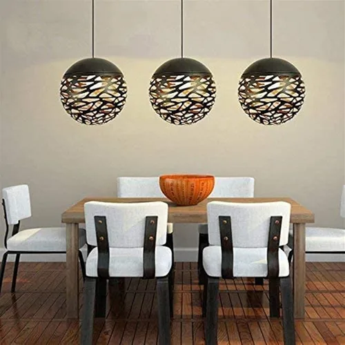 Vista 3 de Adjustable Height Chandelier Light Fixture - Elegant Black Iron & Glass Design for Living Room, Kitchen Island, Cafe, and Bar(20cm)