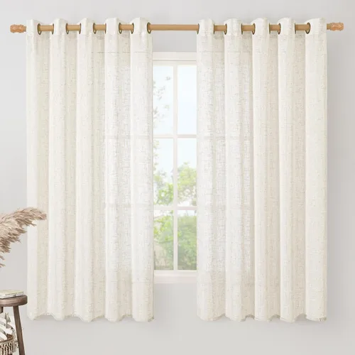 Vista 71 de LAMIT Cortinas de lino marrón caramelo para sala de estar, 84 pulgadas, de lino sintético, texturizado, filtrante de luz, paneles de privacidad