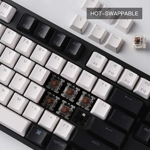 Vista 8 de Keychron Teclado mecánico C1 con cable intercambiable en caliente de 87 teclas, cable USB tipo C, teclas ABS de doble disparo, teclado mecánico TKL