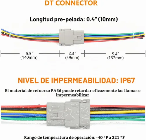 Vista 2 de Juego de 4 conectores DT de 8 pines, impermeables, conectores eléctricos de empalme para automóviles, kit de conectores de cable de 16 AWG con tubo