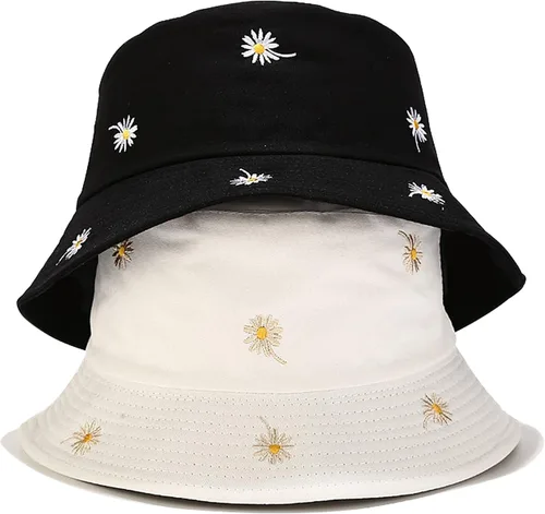 Vista 3 de Umeepar Sombrero de pescador bordado, reversible, plegable, plegable, para playa, sombrero de sol para exteriores para mujeres y hombres