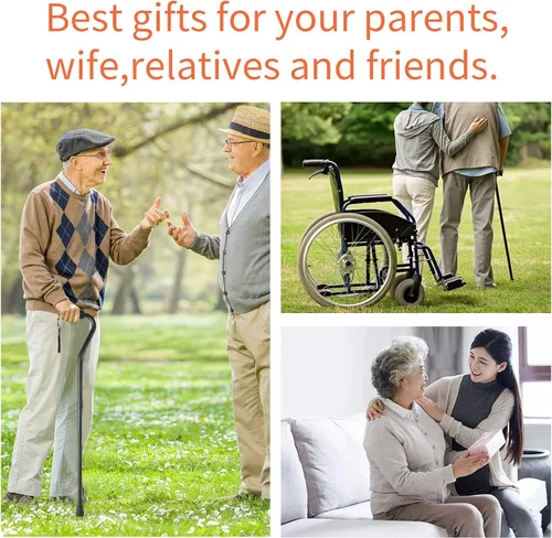 Vista 6 de Bastones florales para mujer, bastón plegable para estabilidad con base antideslizante, bastón ajustable para personas mayores, bastones plegables