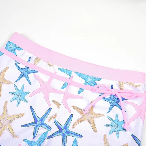 Vista 6 de JerrisApparel Traje de baño de dos piezas para niñas de verano con boyshort, diseño de tankini estrella de mar aqua