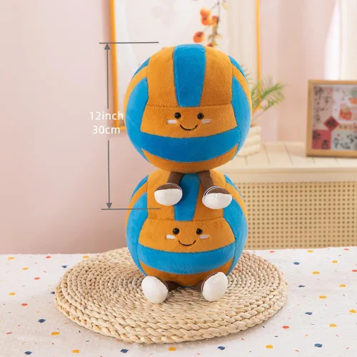 Vista 3 de Juguetes de peluche de voleibol de 12 pulgadas, bolas de felpa deportivas suaves y divertidas, juguetes de muñeca de fútbol americano con pies