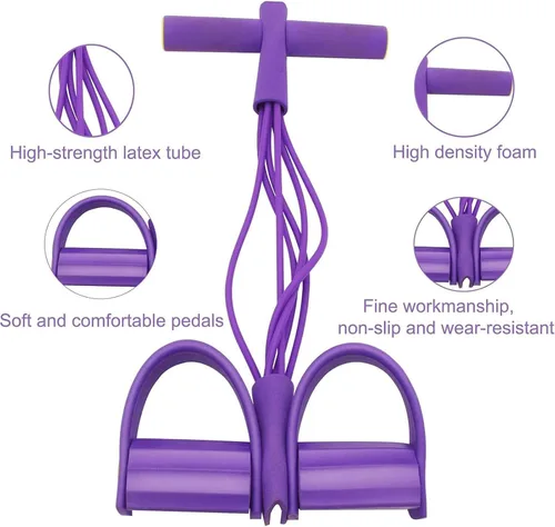 Vista 3 de Banda de resistencia mejorada para pedal – Extractor de tobillo de pedal de 6 tubos con mango y bolsa de almacenamiento para entrenamiento